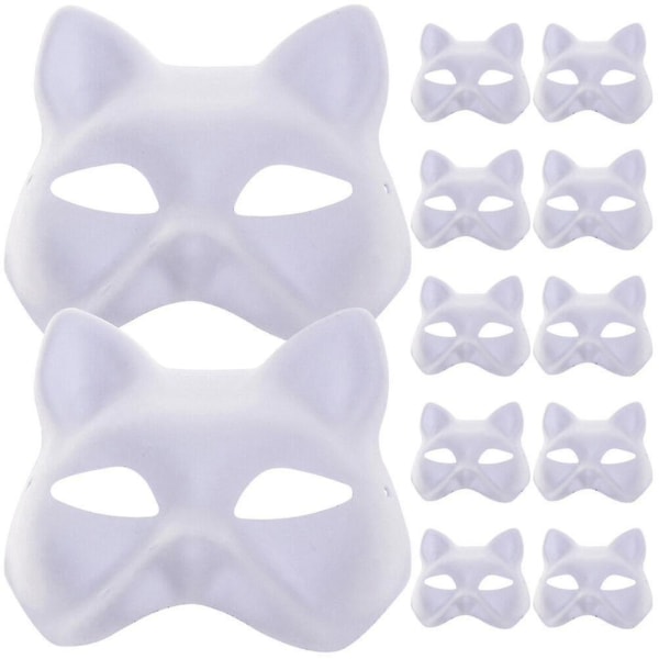 12st Cat Mask Halloween Mask Prop Cosplay Party Stage Performance Blank Mask