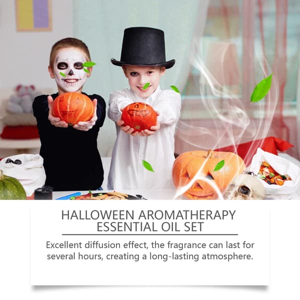 Halloween Aromaterapi Æterisk Oliesæt, 6x10ML Feriedufte