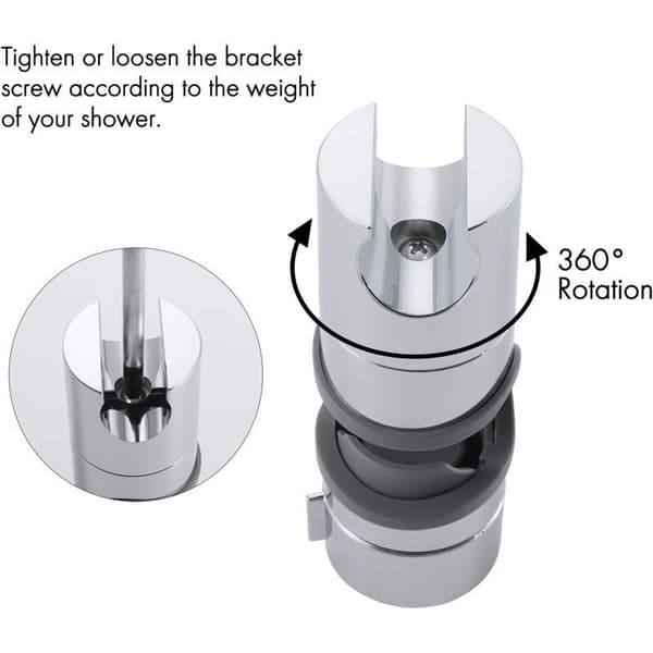 Brusestangsskyder, udskiftelig håndbruserholder, brusehovedholder 18-25 mm justerbar diameter, krom, grå