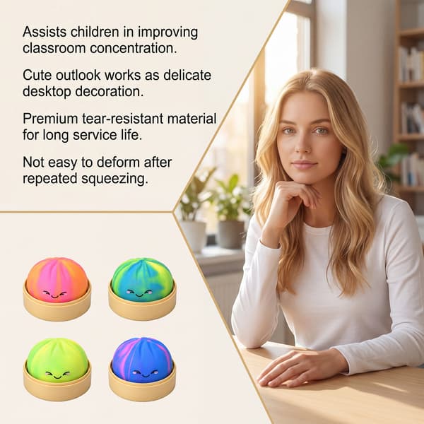 Sød simuleret bolle Squishy Legetøj, Farverigt Blødt Stressaflastende Legetøj D
