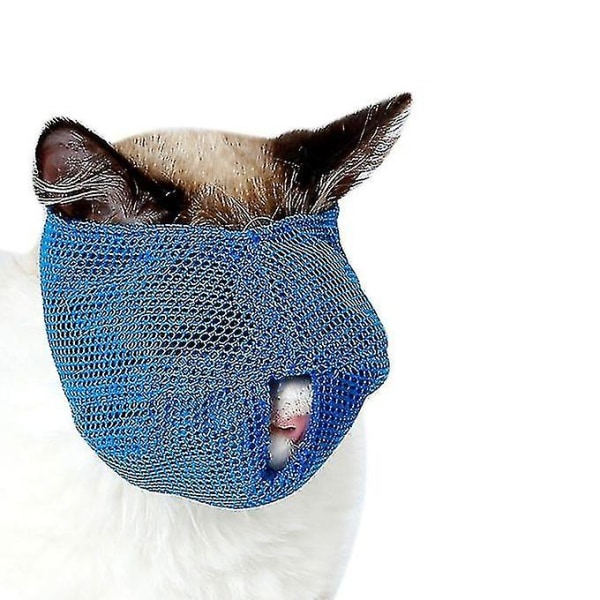 Andningsbar nät söt katt anti-bite munkorg reseverktyg blå