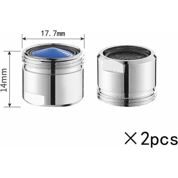 Sæt med 2 18 mm vandhaneluftere – Rustfrit stål – Integreret vandfilter – Vandbesparende til vask og køkken