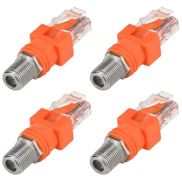 Koaxial till Ethernet-adapter, 4-pack Coax Rf F hona till Rj45 hane-omvandlare för linjetestare -tt