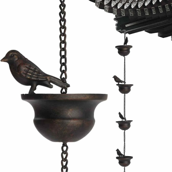 Mobile Birds On Cups Regnkæder til udendørs, erstatningsnedløb til tagrender, hængende dekorationsgave