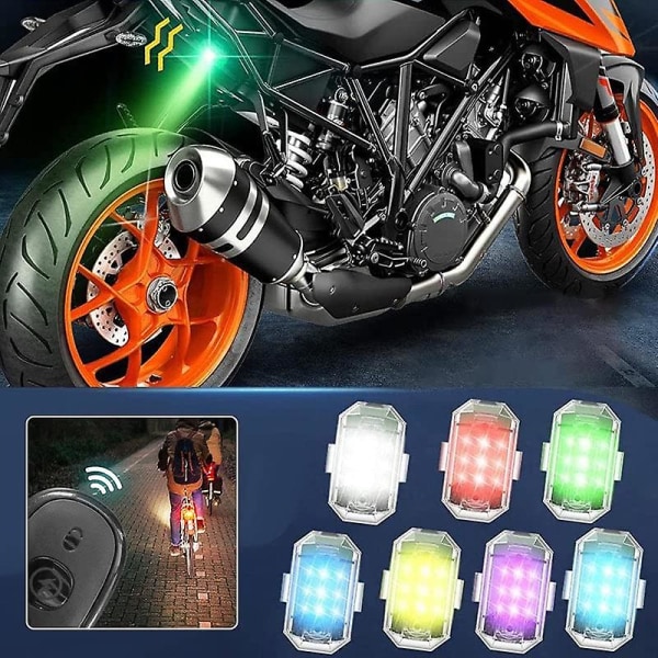Høj lysstyrke trådløst led strobe lys, 7 farver genopladelige blinklys Anti-kollisions signal lys til motorcykel bil cykel drone