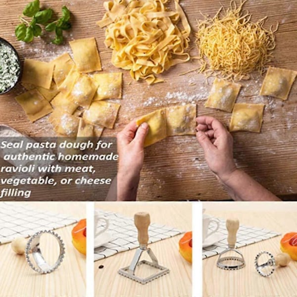 Køkken Tilbehørspakke Ravioli Maker Form Værktøj Ravioli Stempel Sæt Tærte Hjul Sæt, Kage Biscuit Cookie Form (Hjulskærer)