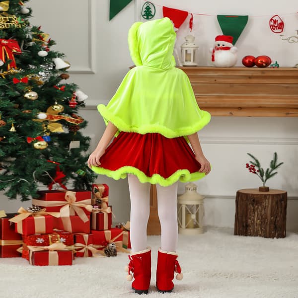 Grinch-kappe og underkjole til børn, julekostume med juletema til julefrokost 150cm