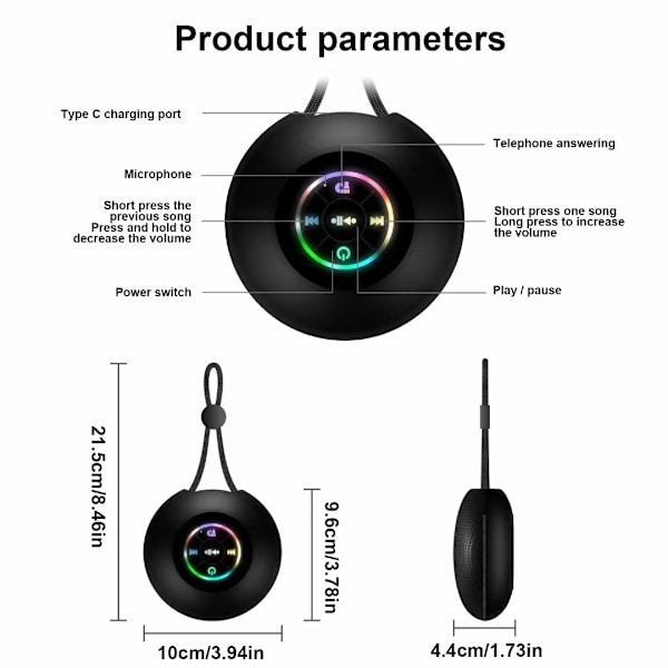 Ny färgglad lysande Bluetooth-högtalare utomhus bärbar mini vattentät kort mobiltelefon present högtalare