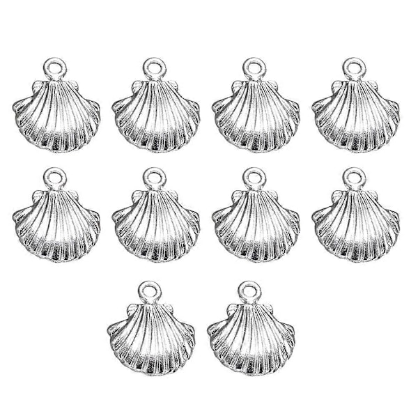 20 st Legering Snäckskal Form Hänge Berlocker DIY Smyckestillverkning Tillbehör för Halsband Armband (Ljust Silver)