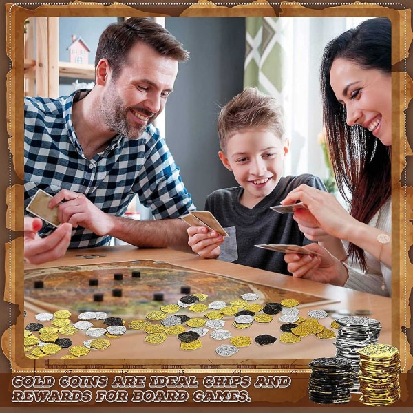 300 stk. Plast guldmønter Piratmønter Børn Legemønter til Piratfest Skattekiste Spil Token