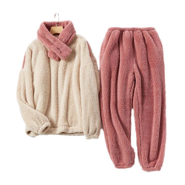 Dames Pyjamasæt Fleece Pyjamas Fluffy Pyjamas til Kvinder Bløde Behagelige Vinter Pjs Sæt - X-Large