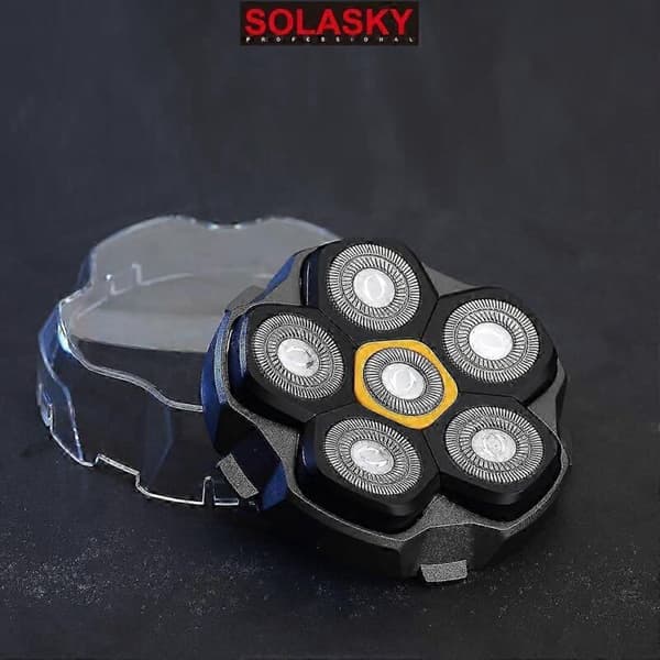 To utskiftbare magnetiske barberhoder med 6 blader, vaskbare hoder.