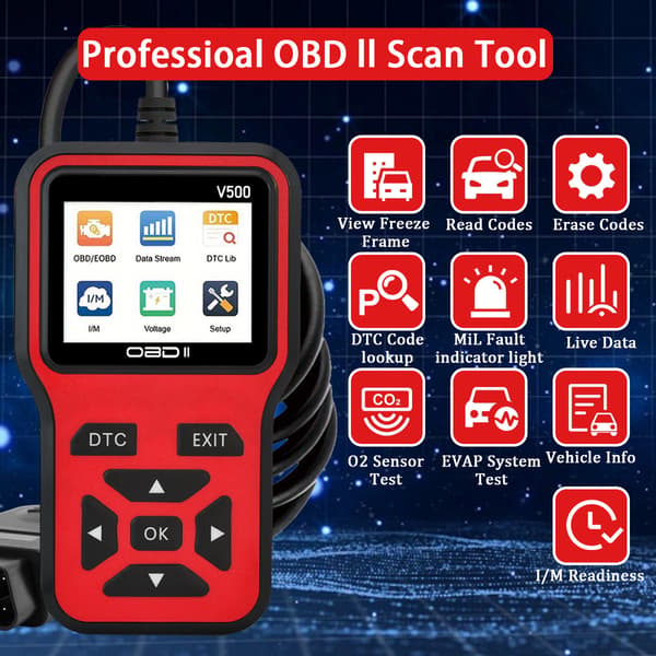 OBDII Bil Diagnostisk Scanner Motor Fejlkodelæser Køretøjs Fejlkode Scan Værktøj