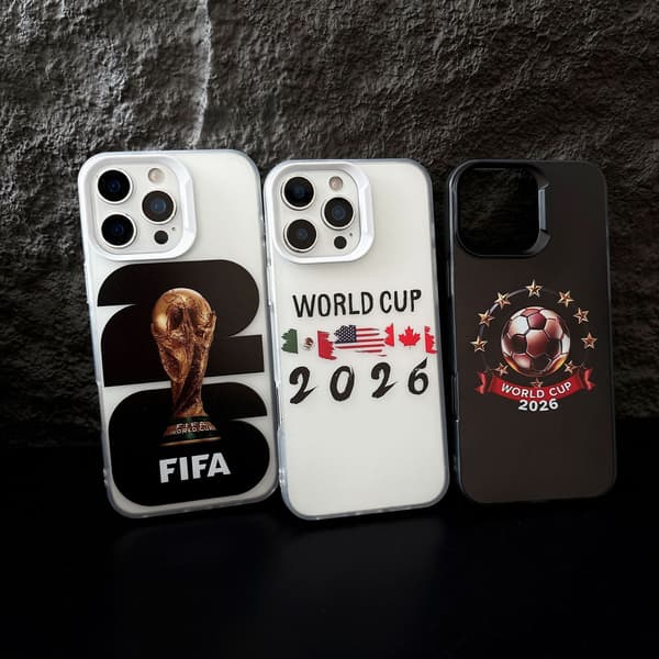 2026 VM Fodboldmønster Sort Telefoncover til iPhone15plus