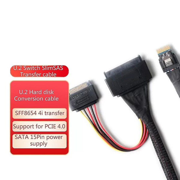 Pcie4.0 Slimsas Sff-8654 4i hane till Sff-8639 U.2 konverterkabeladapterledning