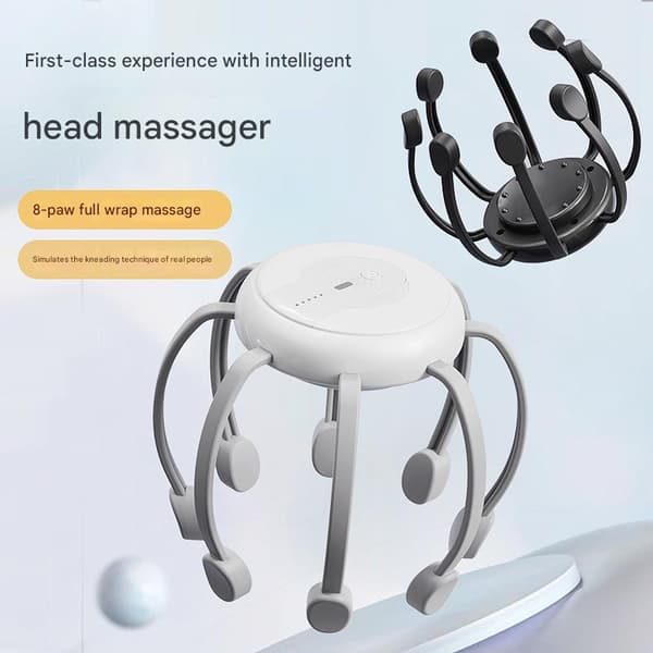 Smart blækspruttehovedmassager til afslapning af hovedbund og stresslindring