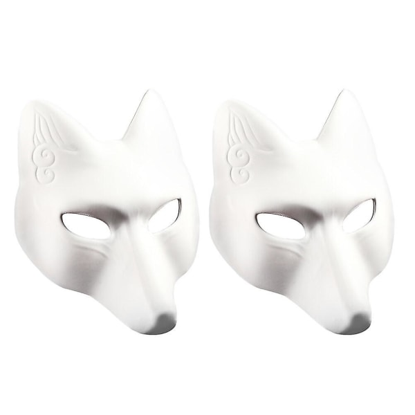 Maske Masker Ræve Masquerade Halloween Kostume Cosplay Blank Cat Diy Hvidt dyreøje Ulv Therian Fest Ansigtspapir Halvt japansk