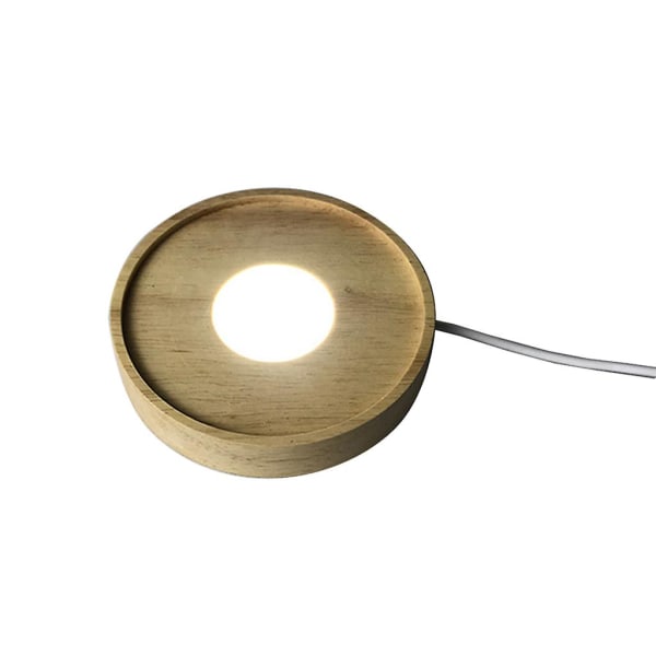 Led lysende base nat lys rund form træ strejke stykke harpiks kunsthåndværk