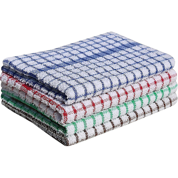 Pack Of 10 Terry Cloth Tea Towels (28 X 40cm) - Super Soft Ring Spun Combed Cotton