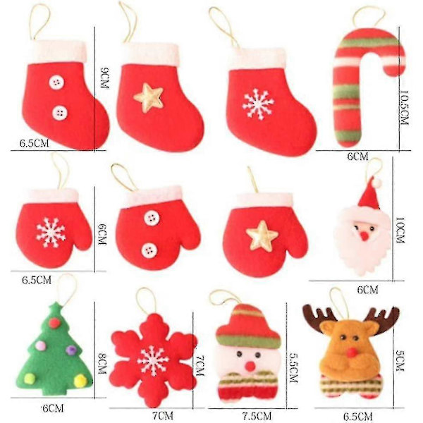 12 Stykker Julepynt Henger, Juletre Ornament Dekorsett, Mini Juletre Dekorasjon, Gaver Henger Kompatibel Med DIY Deco
