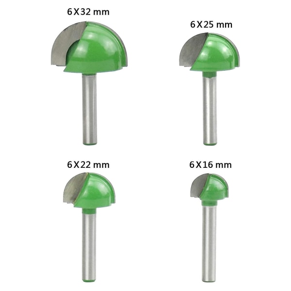 4 kpl 6 mm:n varsireitittimen ydinlaatikon terät, cnc pyöreä urajyrsintä 16 mm / 22 mm / 25 mm / 32 mm 25 # 42-43