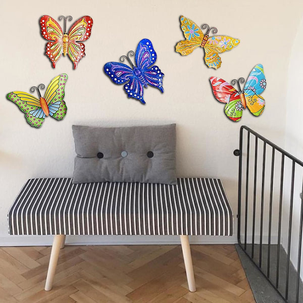 5kpl 3d Butterfly Wall Decor Seinätaide Ripustettava Koti Makuuhuone Patio Ornamentti
