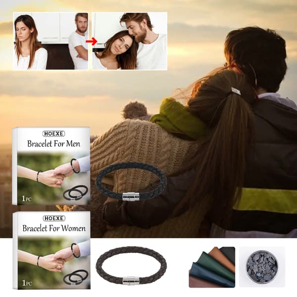 Flätade läderarmband för par, matchande set för honom och henne