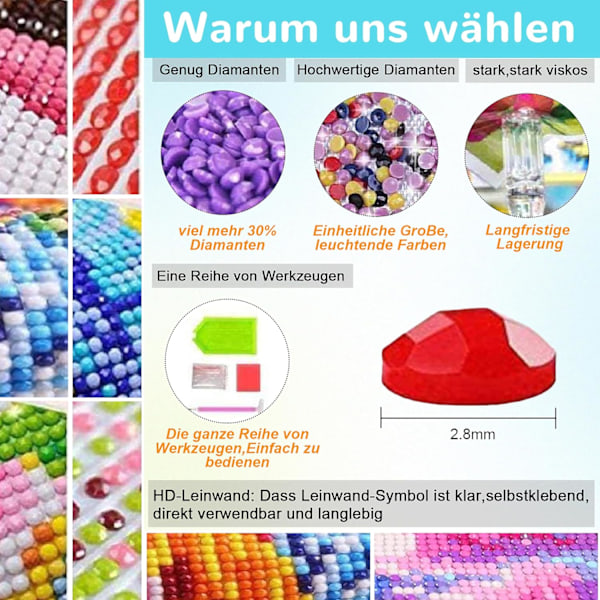 Diamantmålning för vuxna, diamantmålning för vuxna och barn, diamantmålningssats, mosaiktillverkning, vardagsrum, heminredning