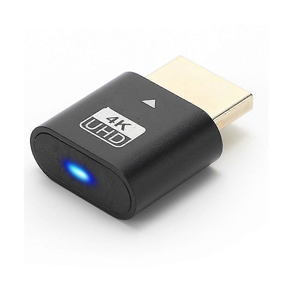 -Kompatibel 4K Dummy Plug med LED-lys til grafikkort, PC-tilbehør, Desktop/Laptop Vistual Display Adapter C