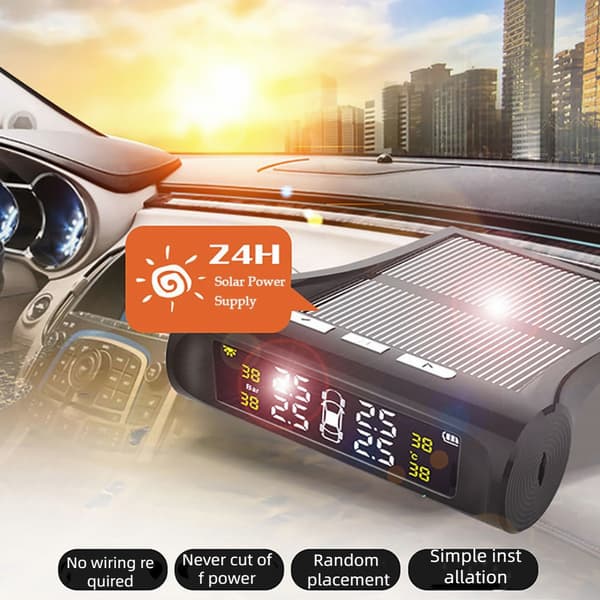 T1 Bil TPMS Däcktrycksövervakningssystem Solcellsdriven Trådlös Extern Trycksensor Realtids Däcktemperatur Tryckmonitor Display