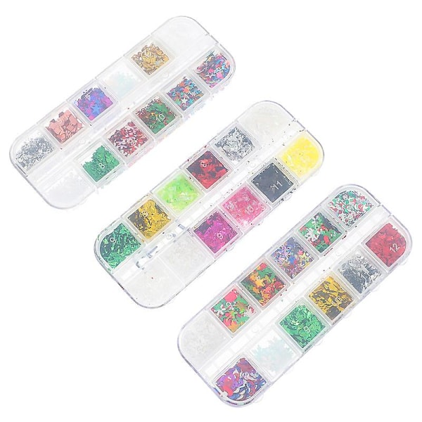 3 stk. Neglekunst Glitter