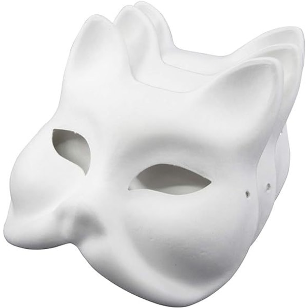 Rævmaske Hvid Papmaché Maske DIY Malet Festmaske Halloween Jul Blank DIY Maske