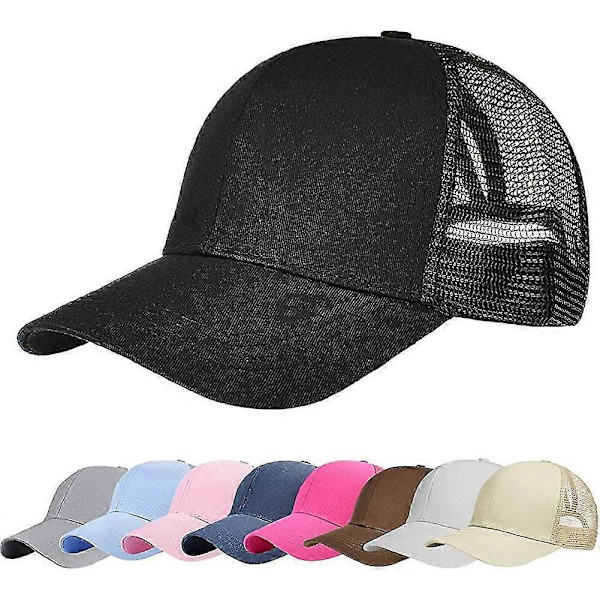 Baseballcaps med hull for hestehale - Justerbar caps med netting - Unisex Polo-stil