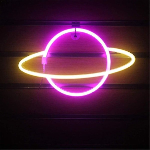 Planet Neon Light Led Signs Seinäkoristelu, Planet Neon Signs Led Neon Seinäkyltti Vaaleanpunaiset Neon Valot