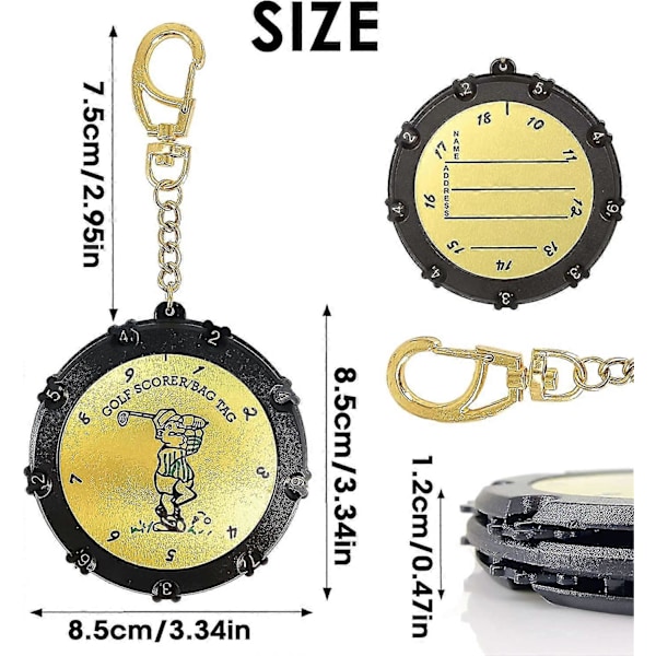 Golf Tellingsteller med Nøkkelring Dobbeltsidig 18 Hull Bærbar Rund Plast Legering Scorercount Shot Stroke