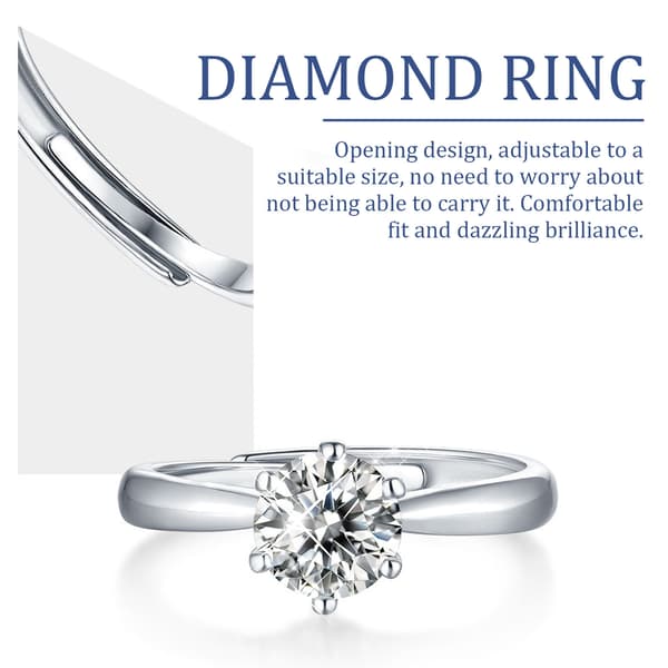 Justerbar diamantring, glitrende solitær forlovelsesring
