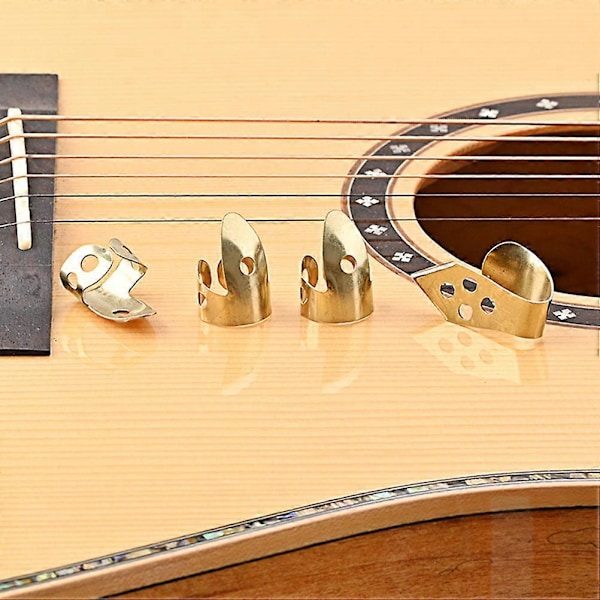 4 stk. Metall Fingerplekter Multifunksjonell Fingerbeskytter Plekter Instrumentrekvisita