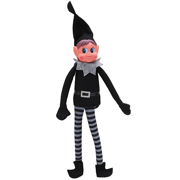 12 tommer langbenet elf dukke, sort jule dreng elf legetøj, kan hænges eller dekoreres