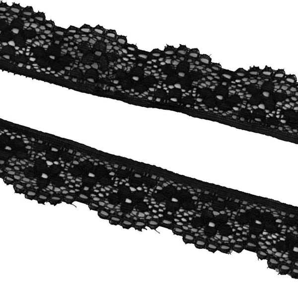 5x5 meter elastisk broderi Blondestrimbånd for syhåndverk 23 mm svart