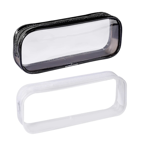 Transparent Pennfodral PVC-fodral med dragkedja Stor kapacitet Kosmetikväska 2 stycken
