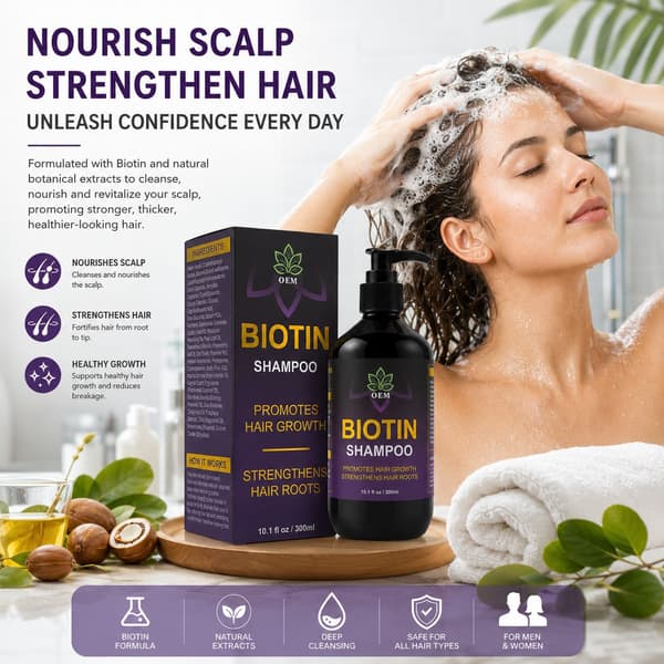 Biotin Shampoo 300ml, Nærende Styrkende Hårshampoo
