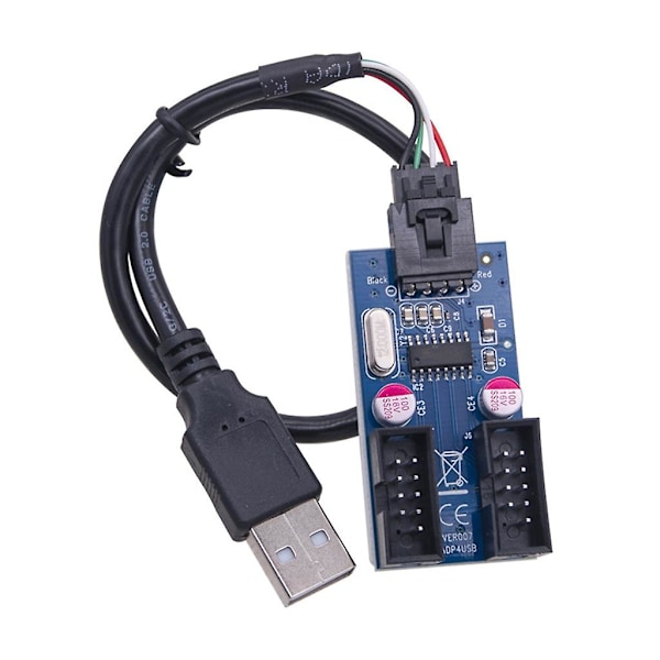 USB 2.0 -urosotke 2 urosliitäntään 9-nastainen sisäinen kaapeli 9-nastainen liitäntäsovitin