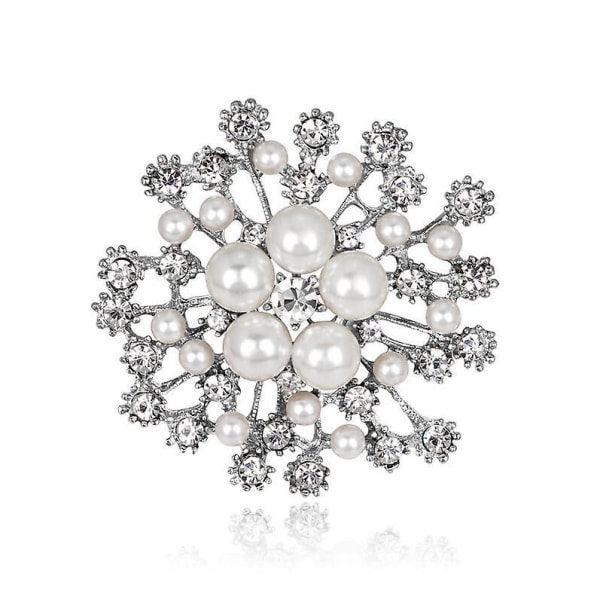 Dam Pearl Snowflake Brosch Blomma Rhinestone Corsage Mode Klädstift Tillbehör