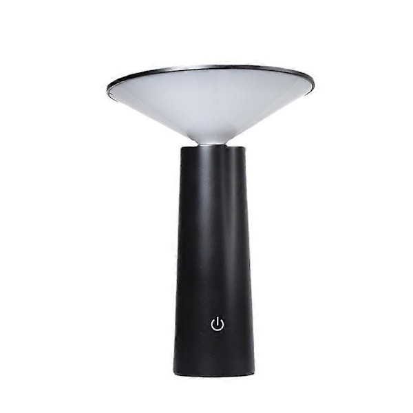 Sladdlös Bordlampa, USB Laddningsbar Bordlampa, LED Sladdlös Sänglampa Beröringsdimmbar, 3 Färger, för Restaurang, Sovrum, Utomhus, Svart [Energi