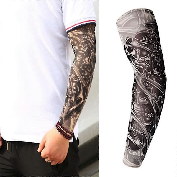 1 st Andningsbar Armärm 3D Tatuering UV-skydd Armskydd Cykling Solskydd Snabbtorkande Sommar