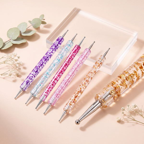 Nail Art Dotting Tools, 5st Dubbelsidiga Rhinestone Pickers