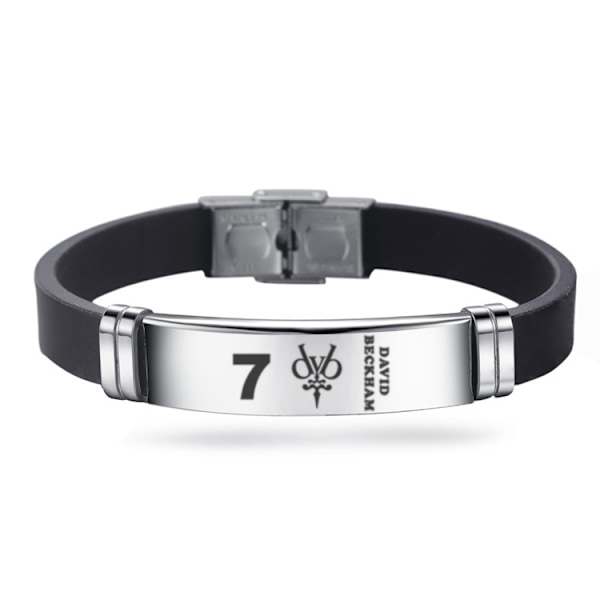 Fodboldspiller Beckham Armbånd Rustfrit Stål Gravering Justerbar Sort Mænds Armbånd Fans Souvenir Gave