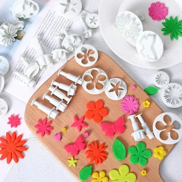 33 stk Fondant Utstikkere Sukkerverk Blomst Blad Sommerfugl Hjerte Stjerne