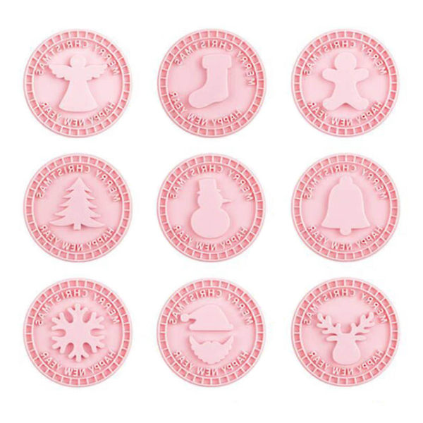 9 Pack Plastic Cookie Moulds Christmas Cookies Cutters Biscuits Stampers Cutters