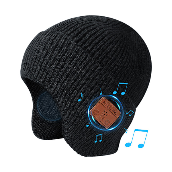 Ny Bluetooth trådløs musikkhodetelefonhette, stereo med to ører, lading, avtakbar og vaskbar Bluetooth-hette